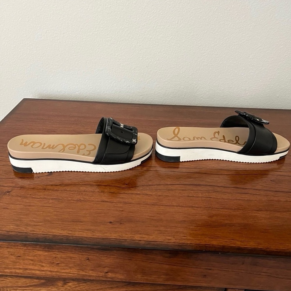 Sam Edelman Black Slide Sandals with Buckle - Picture 5 of 8